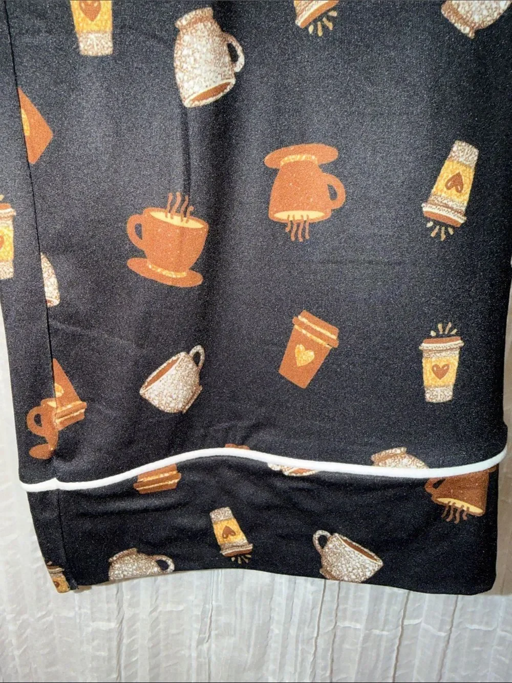 89th+MADISON Black White Brown Gold Coffee Notch Collar Short Sleeve PJ Set